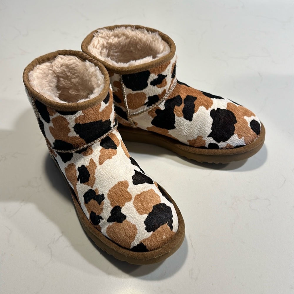 Ugg Mini cow print boots size 7